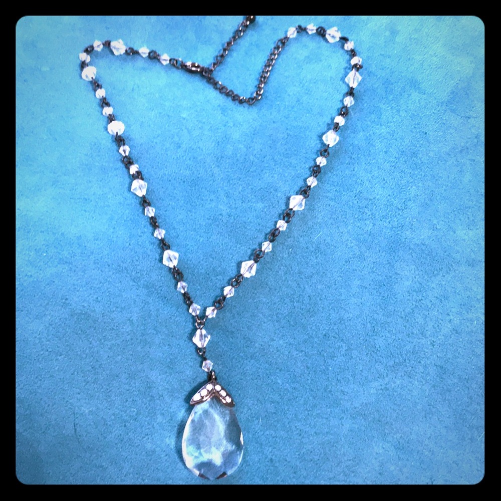 Crystal on Black Chain Necklace